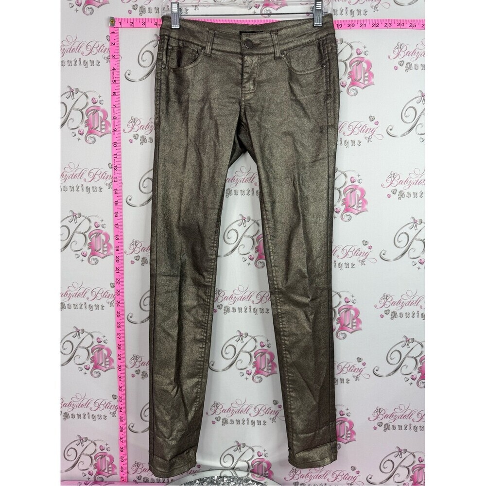 Material Girl pants shiny shimmer sparkly Metallic Gold Skinny Pants